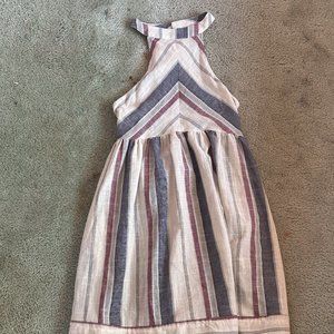dress, linen, red and blu stripes, size small